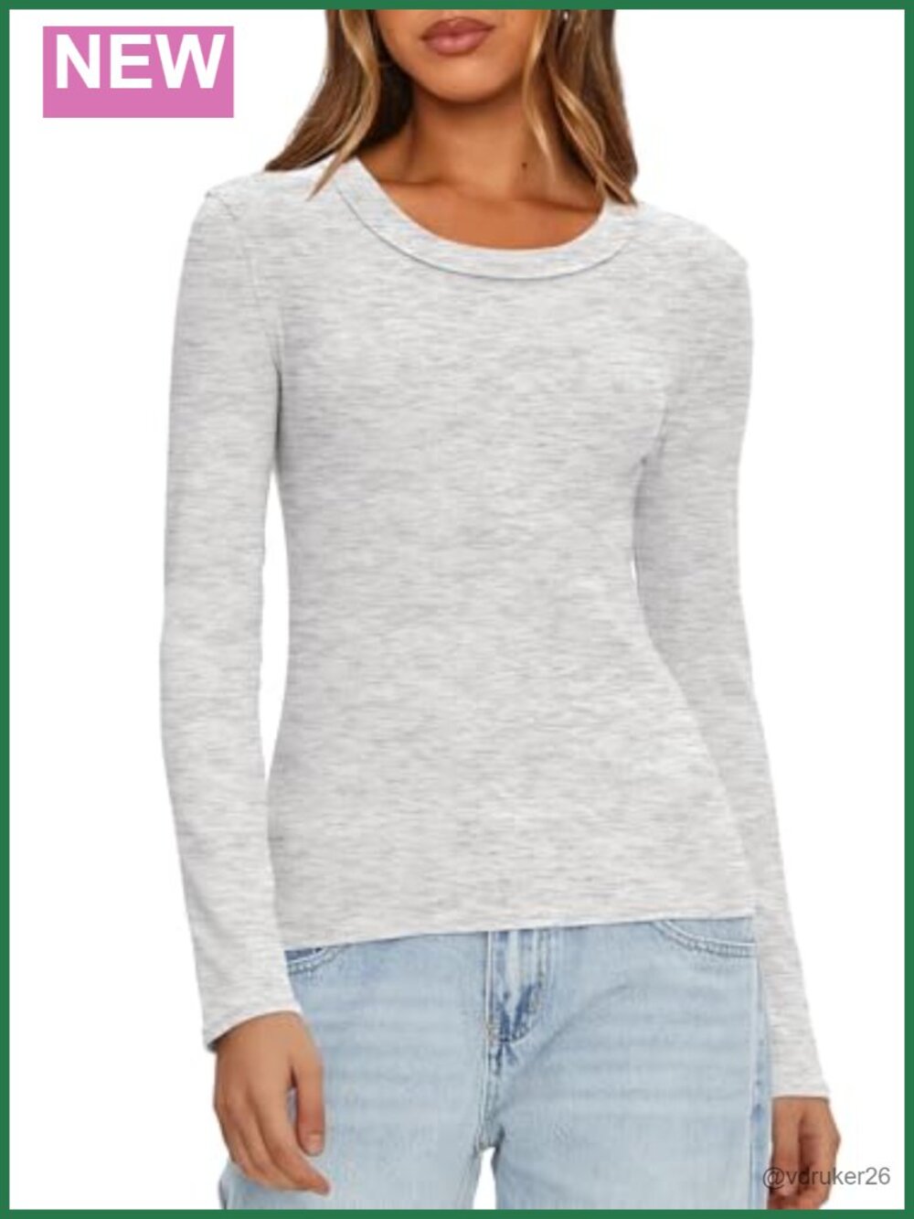 Ribbed Knit Long Sleeve Crew Neck Slim Fit Top